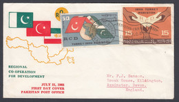 Pakistan Asia Regional Co-Operation For Development First Day Cover 1965 Fair Condition Creasing Etc - Pakistan