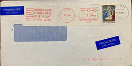 FINLAND 1995, METER FRANK SLOGAN PRIVATE PUBLISHER MONEYPOST ,LAHTI CITY CANCELLATION LABEL,GOD YESHU BIRTH ,AIRMAIL COV - Brieven En Documenten