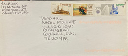 CANADA 2000, SHIP,COUPLE,OLYMPIC,BUILDING,ARCHITECTURE,ART,PAINTING USED COVER TO ENGLAND - Storia Postale