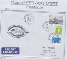 TAAF 2015 Cover Signature  Ca Alfred Faure Crozet  24-1-2015 (FC168B) - Covers & Documents