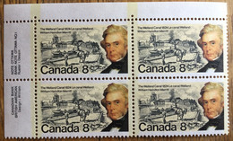 Canada 1975  655 Canal Welland Bloc De Coin TL - Blocks & Sheetlets