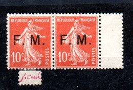 FRANCE --  Paire De Timbres  Neufs * 10 C. Rouge -- Type Semeuse - Military Postage Stamps