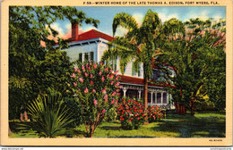 Florida Fort Myers Thomas A Edison Winter Home Curteich - Fort Myers