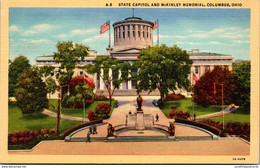 Ohio Columbus State Capitol Building And McKinley Memorial Curteich - Columbus