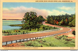 Louisiana Shreveport Lake Shore Drive Around Cross Lake 1952 Curteich - Shreveport