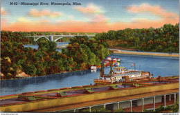 Minnesota Minneapolis Scene On Mississippi River Curteich - Minneapolis