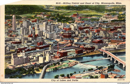 Minnesota Minneapolis Aerial View Milling District And Heart Of City Curteich - Minneapolis