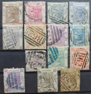 HONGKONG 1863-80 - Canceled - Sc# 8-15, 17 (damaged), 18-20, 23 (damaged), 24 - Used Stamps