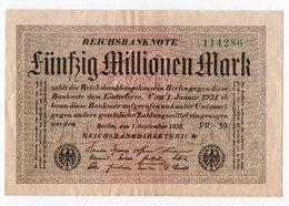 52 - ALLEMAGNE - 50 Millionen Mark - 01.09.1923 - 50 Miljoen Mark