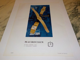 ANCIENNE PUBLICITE MONTRE PIAGET AVEC MAUBOUSIN 1963 - Other & Unclassified