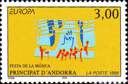 Andorre (F) Poste N** Yv:504 Mi:525 Europa Festa De La Musica (Thème) - 1998