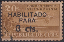 1961.202 CUBA 1961 “3c” ERROR X “8c” AVION AIRPLANE MORANE AVION USED. - Oblitérés