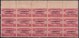 1928-166 CUBA REPUBLICA 1928 LINDBERGHT BLOCK OF 15 PAPEL SEPARADOR PEGADO AL DORSO. - Unused Stamps