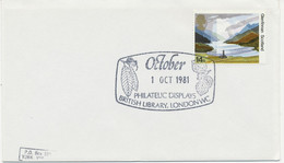 GB SPECIAL EVENT POSTMARK OCTOBER - 1 Oct 1981 PHILATELIC DISPLAYS - BRITISH LIBRARY, LONDON WC - Marcofilie