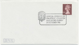 GB SPECIAL EVENT POSTMARK Official Opening Of PHILATELIC COUNTER GUILDFORD Surrey 21 October 1981 - Marcofilie