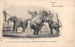 CIRQUE- BARNUM ET BAILEY- SOUVENIR - UN DES GROUPES D'ELEPHANTS DE BARNUM ET BAILEY E FILE INDIENNE - Zirkus