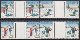 Eiland Man - Christmas/Kerstmis/Weihnachten - Kinderspiele Im Schnee - MNH - M 448a-451a Brugparen/cutterpairs - Noël
