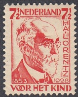 Netherlands, Scott #B35, Mint Hinged, Hendrik Antoon Lorentz, Issued 1928 - Unused Stamps