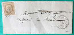 France N°55 Sur Enveloppe TAD Perlé Villeneuve-sur-Bellot (73) 27.10.1872 + GC 4260 - (C574) - 1849-1876: Periodo Clásico