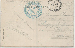 MAROC -CASABLANCA- CACHET MILITAIRE -C à D -TRESOR ET POSTE N°5 /CASABLANCA 23-5-1916+ Double Cercle ,Vert 34mm - Briefe U. Dokumente