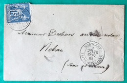 France N°90 Sur Enveloppe TAD Mortcerf, Seine Et Marne 20.9.1884 - (C585) - 1877-1920: Période Semi Moderne