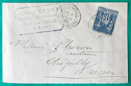 France N°90 Sur Lettre TAD Lizy-s-Ourcq, Seine Et Marne 6.3.1882 - (C590) - 1877-1920: Semi Modern Period