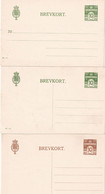 DANEMARK      ENTIER POSTAL/GANZSACHE/POSTAL STATIONERY   LOT DE 3 CARTES - Postal Stationery