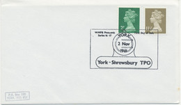 GB SPECIAL EVENT POSTMARK WMPB Postcards Series 16-17 - First Day Of Sale - YORK - 2 Nov 1981 - YORK-SHREWSBURY TPO - Eisenbahnen
