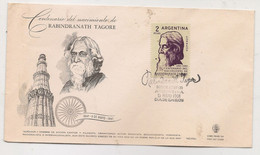 Rabindranath Tagore - CENTENARY OF THE BIRTH OF THE BENGALI POET - ARGENTINA 1961 First Day Cover - Cinema