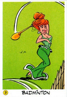 Image Pub La Vache Qui Rit Fromage Autocollant Goscinny-Uderzo 1991 Sport Badminton N°3 Série Astérix Superbe.Etat - Objets Publicitaires