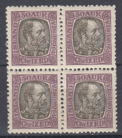 O Iceland 1902. Official Stamp In Bloc Of 4. Michel/AFA 23. MNH(**). - Oficiales