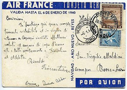 Air France - Cartolina Augurale A Tariffa Ridotta Da Santiago Del Cile - Marcophilia (AirAirplanes)