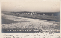Seaside Oregon, Looking North Hotel Moore Pier, Beach Scene, C1900s Vintage Real Photo Postcard - Otros