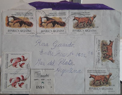 ARGENTINE, Enveloppe Envoyée à Mar Del Plata. Timbre-poste : Fourmilier, Renard Roux Et Fleur De Ceibo - Used Stamps