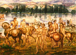Art - Peinture Nu - Kernstok Karoly - Lovasok A Vrzparton 1910 - Riders On A River Bank - CPM - Carte Neuve - Voir Scans - Malerei & Gemälde