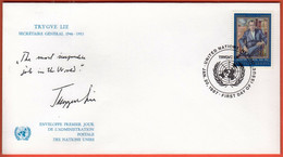 United Nations New York 1987 / Trygve Lie Secretary General / FDC - Storia Postale