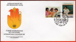 United Nations New York 1988 / International Volunteer Day, Cow / FDC - Cartas & Documentos