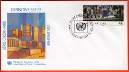 United Nations New York 1989 / Headquarters, Coat Of Arms, 45 C / FDC - Covers & Documents