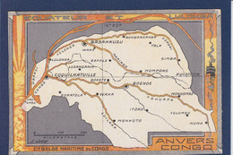 CPA Congo Belge Afrique Noire Non Circulé Maps Publicité Compagnie Belge Maritime Anvers - Congo Belge