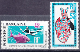French Polynesia Polinesie 1969 Underwater Fishing Mi#94-95 Yvert#PA 29-30 Mint Never Hinged - Ungebraucht