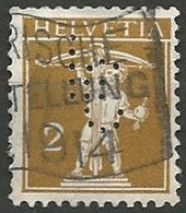 SUISSE / PERFORE N° 134 TYPE I OBLITERE - Perfin
