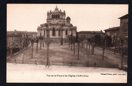 (RECTO / VERSO) ARS - VUE DE LA PLACE DE L' EGLISE - CPA - Ars-sur-Formans