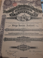 15 Exemplaires De Tramways Et Entreprises Electrique De Saint-Petersbourg - Action De Capital De 100 Frs - Anvers 1912 - Chemin De Fer & Tramway