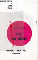87- LIMOGES- PROGRAMME GRAND THEATRE SOIREE LYCEE GAY LUSSAC-7 MAI 1969-MARIVAUX-FOLK SONG-MICHEL BRUZAT-LINOL-JEUDY- - Programmi