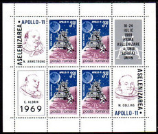 ROMANIA 1969 Apollo 11 Moon Flight  Block MNH / **.  Michel Block 72 - Nuovi