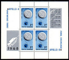 ROMANIA 1969 Apollo 8 Moon Landing  Block  MNH / **..  Michel Block 69 - Ongebruikt