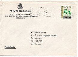 59216 - Island - 1965 - 2,00Kr Blumen EF A DrucksBf REYKJAVIK -> Baltimore, MD (USA) - Sonstige & Ohne Zuordnung