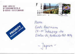 59241 - Bund - 2020 - 50c Blumen MiF A Bf BRIEFZENTRUM 85 - DOMSTADT FREISING -> Japan - Cartas & Documentos