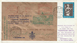 Vaticano - Annullo 1963- Citta Del Vaticano European Unity H.H. Paul VI 7 Lettera Umschlag Envelope - Briefe U. Dokumente
