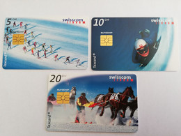 ZWITSERLAND  CHIPCARD SERIE /   CHF 5,-+ CHF 10,-+ CHF 20,-  SPORT/WINTER        Nice Used   **9654** - Suisse